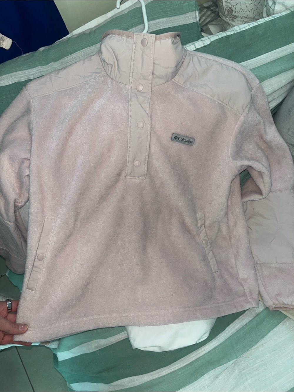 Columbia Pale Pink Snap-Front Fleece Pullover